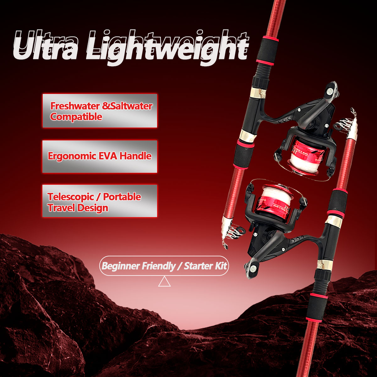 Fishing Rod Spinning - Kombo Joran dan Reel Pancing 1.8M